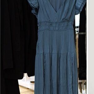 Moon River Blue Sleeveless V-Neck Sundress for Weddings